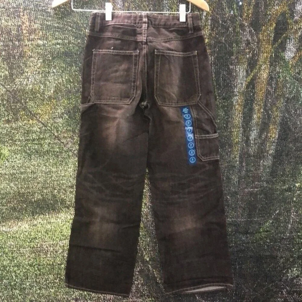 GAP NWT Boy's 100% Cotton Brown Denim Adjustable Waist Carpenter Jeans 8 Reg